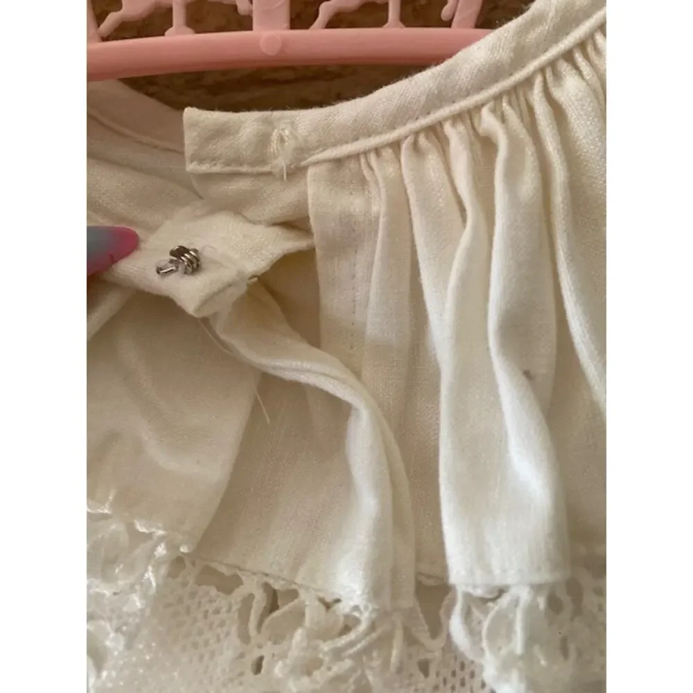 Vintage 80's Paper White Heirloom Dress - 4T - Hand Embroidered Linen Cotton